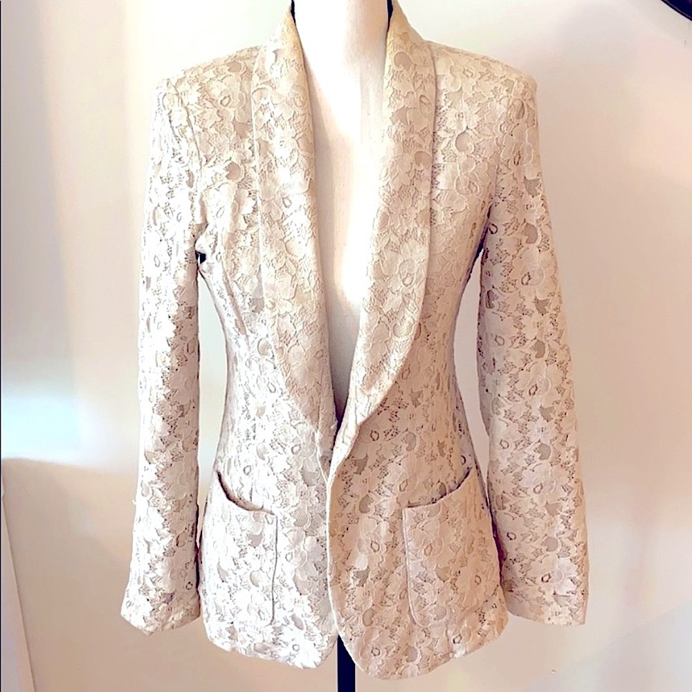 GUESS Lace Blazer in Cream